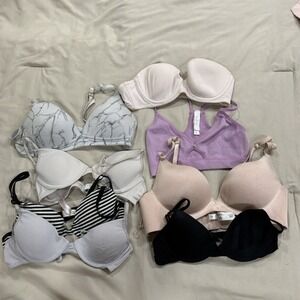 Bra Bundle Sz 34 A 34/l 8 Bras 5 Underwire 2 Wireless 1 Strapless